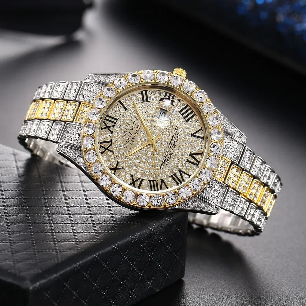 Luxury Men's Diamond Bling Quartz Watch