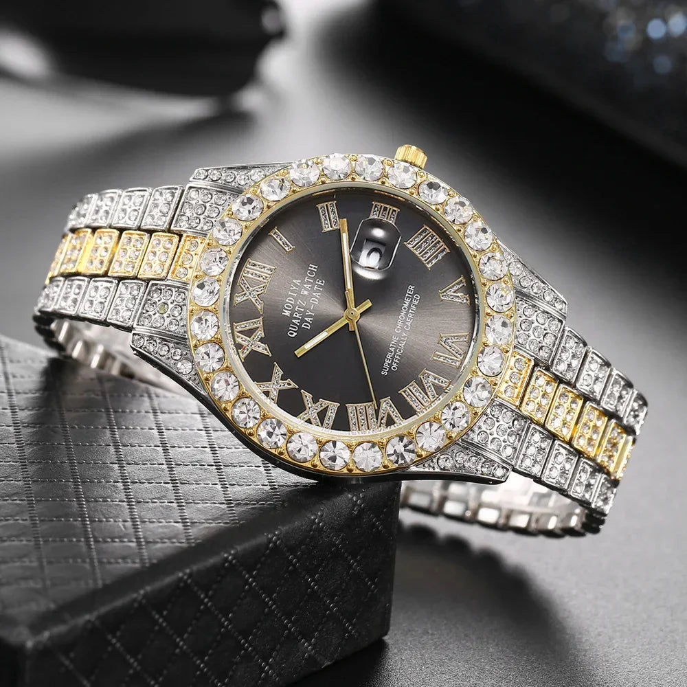 Luxury Men's Diamond Bling Quartz Watch