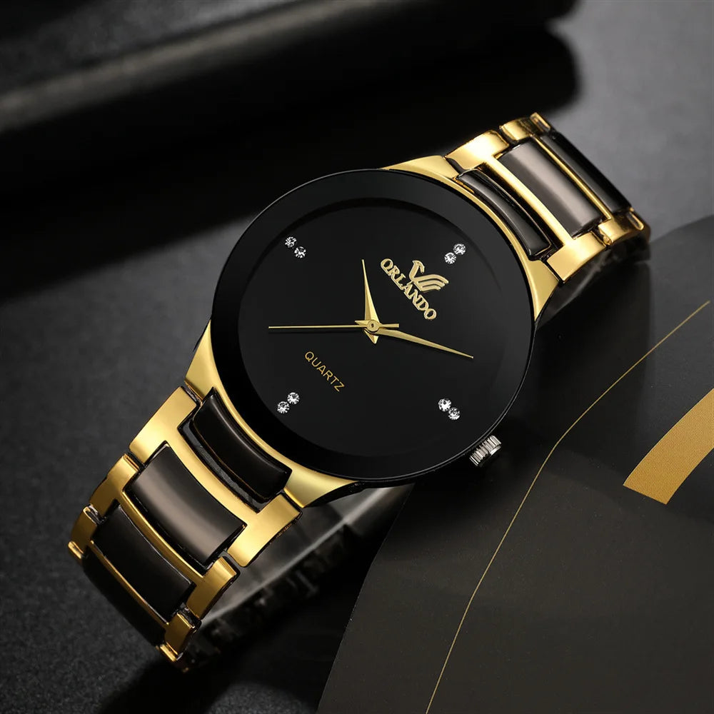 Men's Black Dial Stainless Steel Quartz Business Watch