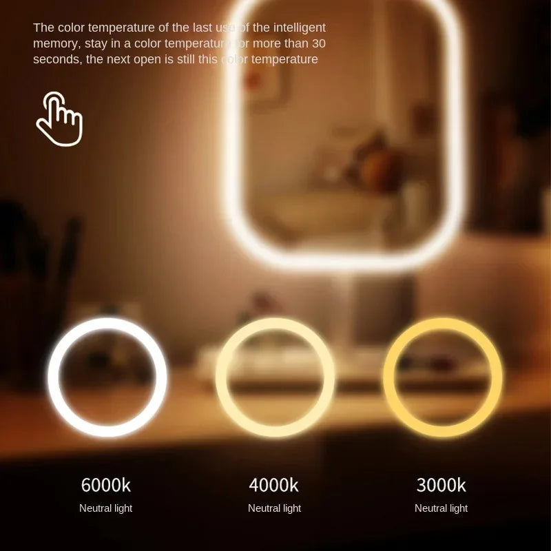 Rechargeable LED Vanity Mirror – Touch Control & Dimmable Lighting