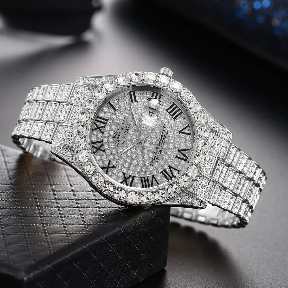 Luxury Men's Diamond Bling Quartz Watch