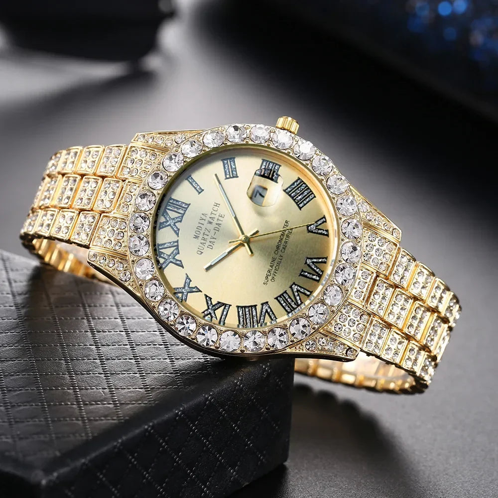 Luxury Men's Diamond Bling Quartz Watch