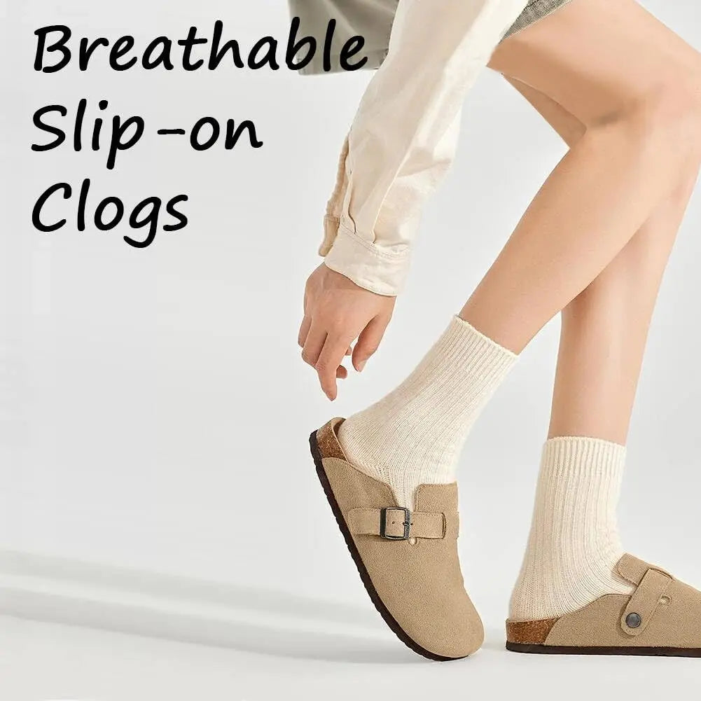 Cork Suede Mules Slippers for Women Fashion Men Clogs Shoes Classic Cork Antislip Outdoor Slippers with Arch Support