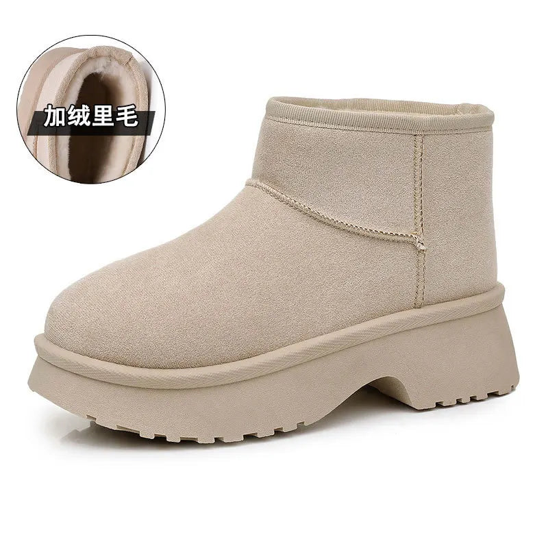 Women'S Snow Boots Fashionable with Thick Velvet and Height Increasing Cotton Shoes for Women'S Lightweight Short Boots