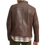 Men’s Brown Leather Moto Biker Jacket