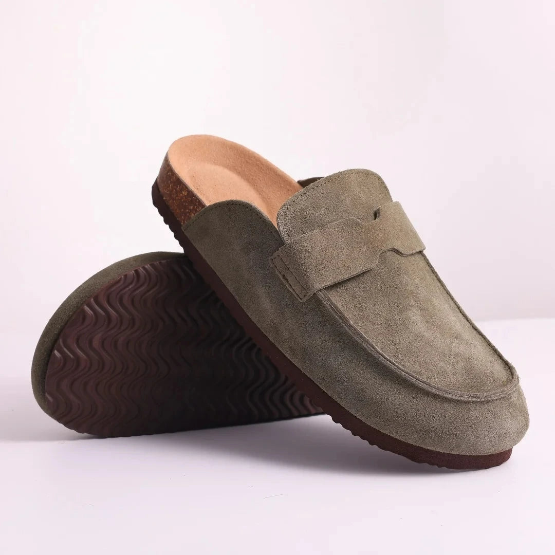 Cork Suede Mules Slippers for Women Fashion Men Clogs Shoes Classic Cork Antislip Outdoor Slippers with Arch Support