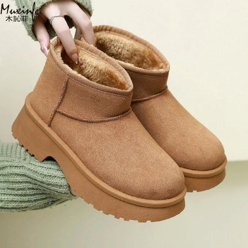 Women'S Snow Boots Fashionable with Thick Velvet and Height Increasing Cotton Shoes for Women'S Lightweight Short Boots