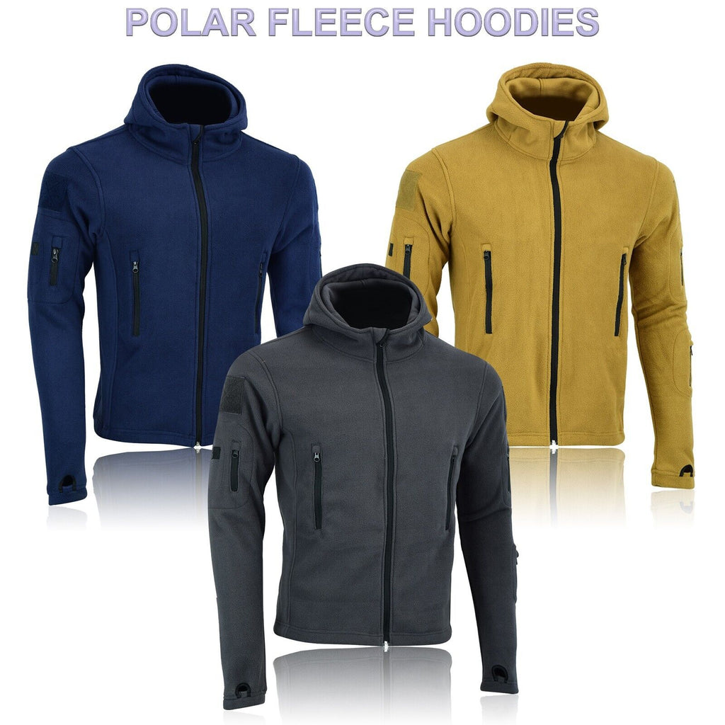 Men Casual Coat Tactical Recon Fleece Jacket Full Zip Army Hoodie Combat Hoody