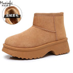 Women'S Snow Boots Fashionable with Thick Velvet and Height Increasing Cotton Shoes for Women'S Lightweight Short Boots
