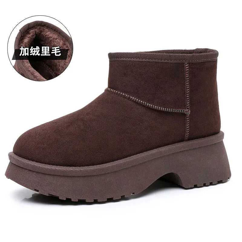 Women'S Snow Boots Fashionable with Thick Velvet and Height Increasing Cotton Shoes for Women'S Lightweight Short Boots