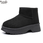 Women'S Snow Boots Fashionable with Thick Velvet and Height Increasing Cotton Shoes for Women'S Lightweight Short Boots