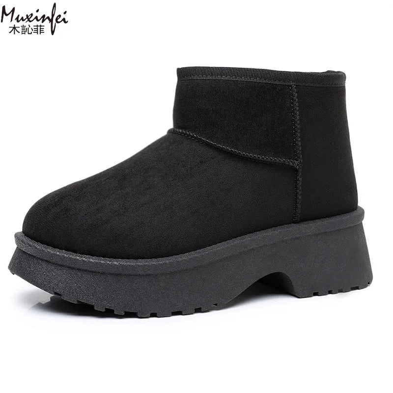 Women'S Snow Boots Fashionable with Thick Velvet and Height Increasing Cotton Shoes for Women'S Lightweight Short Boots