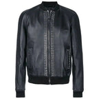 Men’s Studded Leather Bomber Jacket