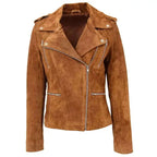 Women’s Brown Suede Leather Biker Jacket